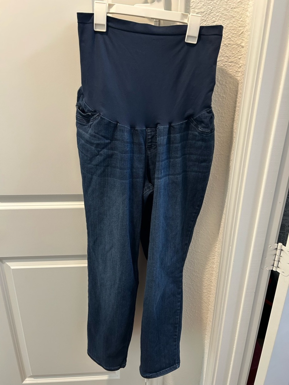 Indigo Blue Straight-Leg Maternity Jeans in Dark Blue